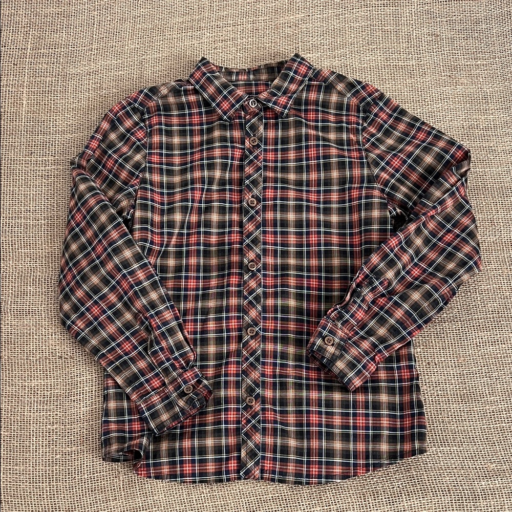 Bonpoint Plaid Button-Up Shirt